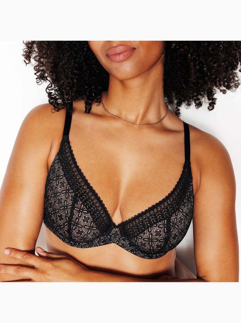 Soutien-gorge emboitant dentelle sweet - rougegorge lingerie Noir - Kiabi