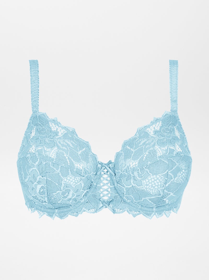 Soutien-gorge emboitant en dentelle avec armatures Arum 'Sans Complexe' BLEU - Kiabi