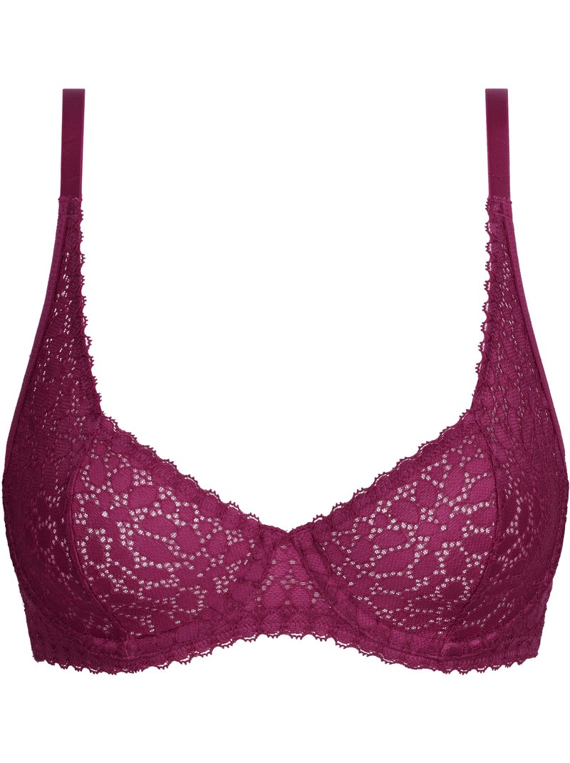 Soutien-gorge emboîtant en dentelle avec armatures Daily Dentelle Prune - Kiabi