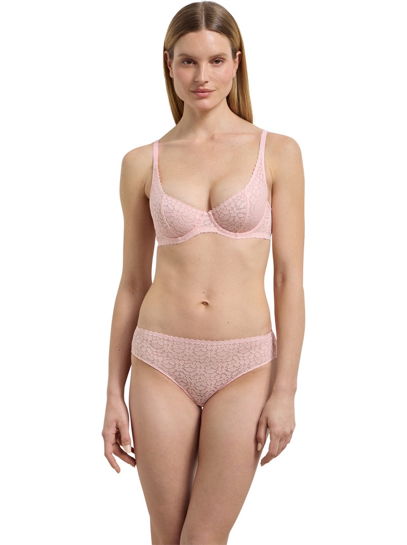 Soutien-gorge emboîtant en dentelle avec armatures Daily Dentelle Rose pâle - Kiabi