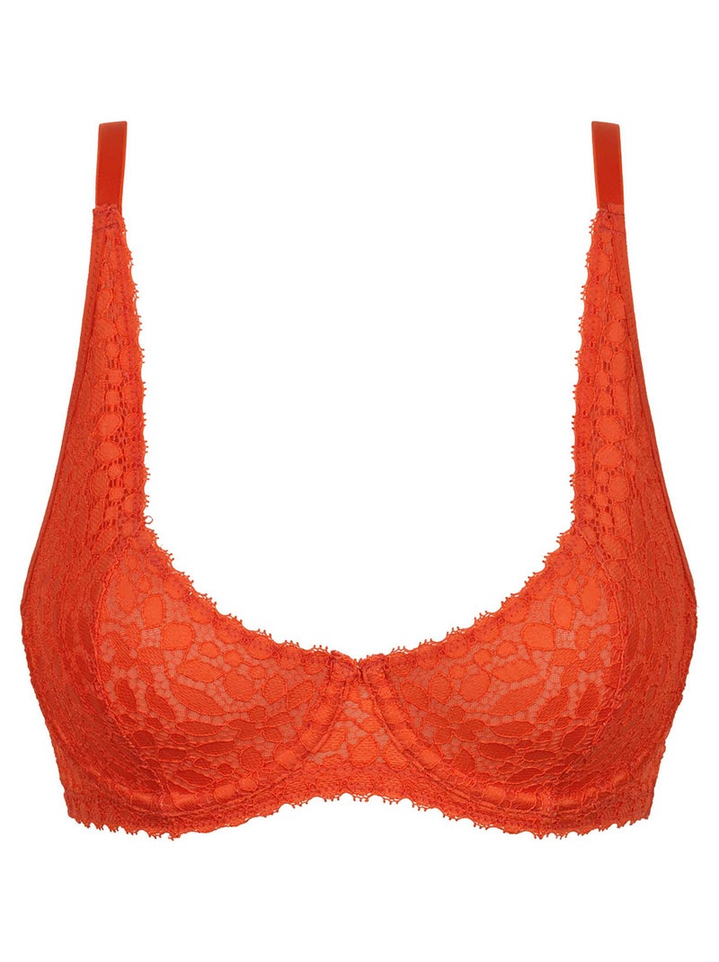 Soutien-gorge emboîtant en dentelle avec armatures Daily Dentelle Rouge - Kiabi