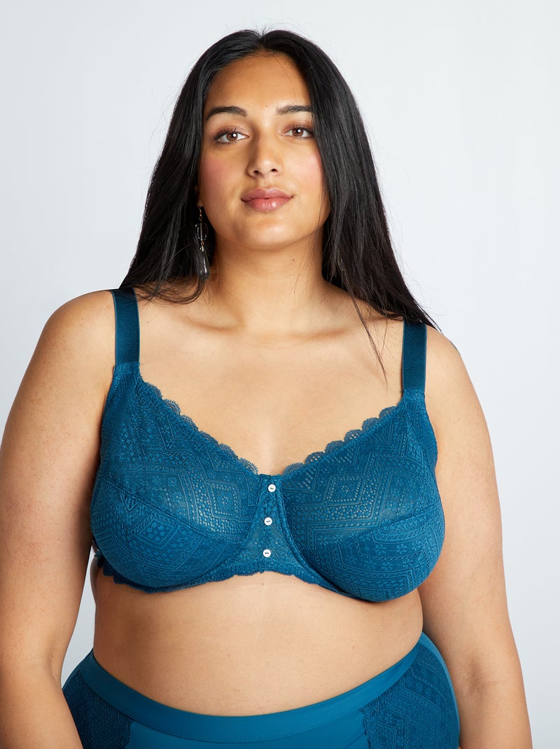 Soutien-gorge emboitant en dentelle Bleu canard - Kiabi