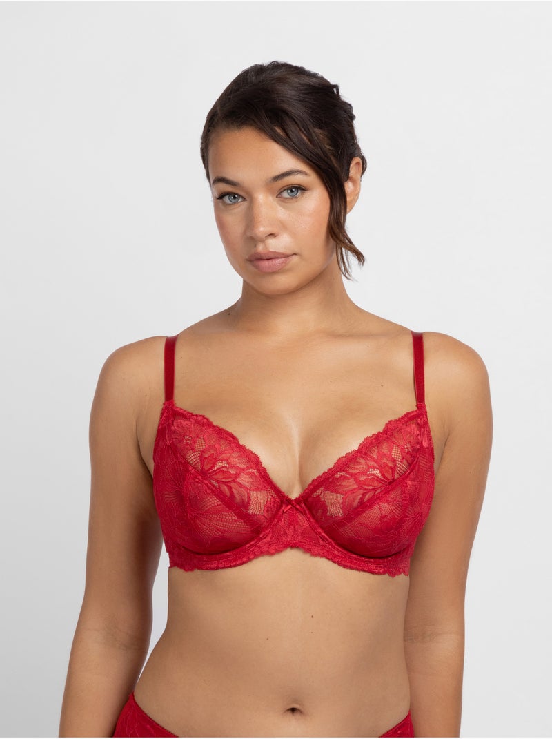 Soutien-gorge emboîtant en dentelle Dorina Rouge - Kiabi