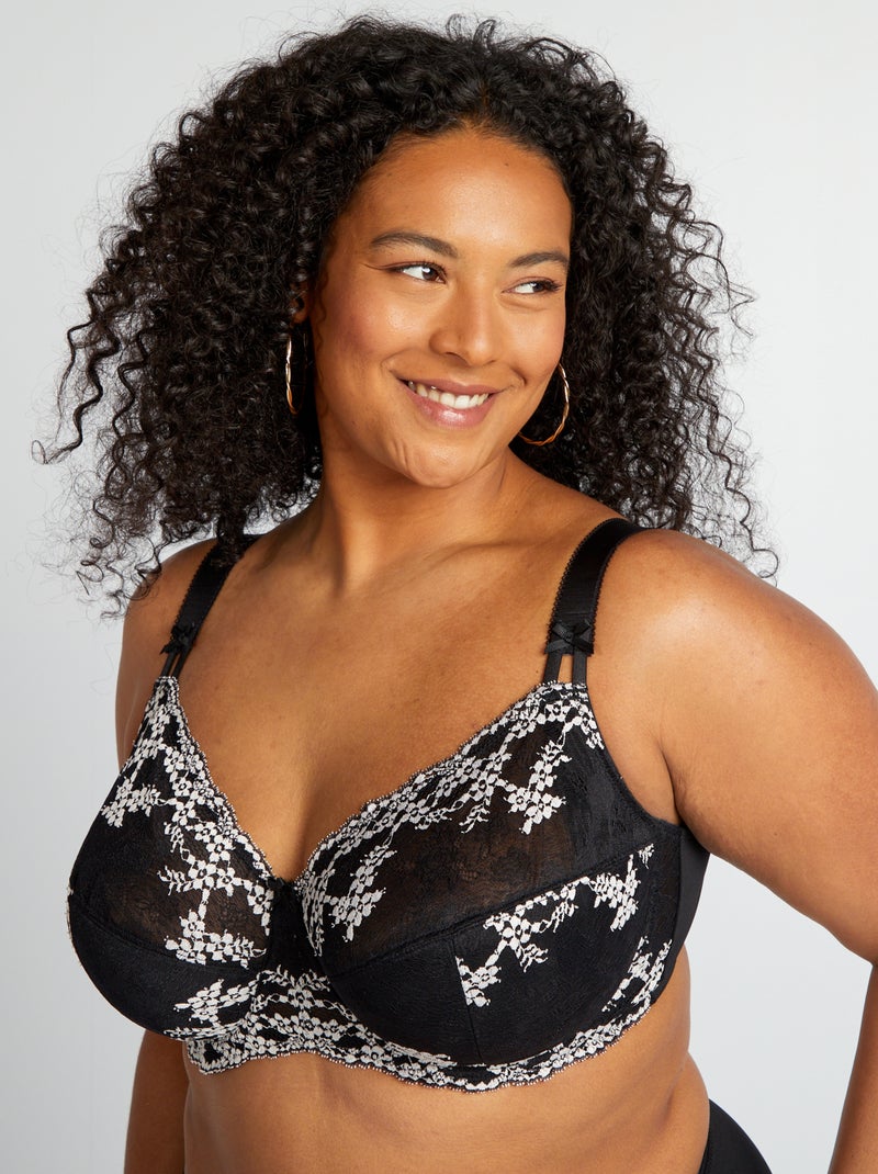 Soutien-gorge emboitant en dentelle noir - Kiabi