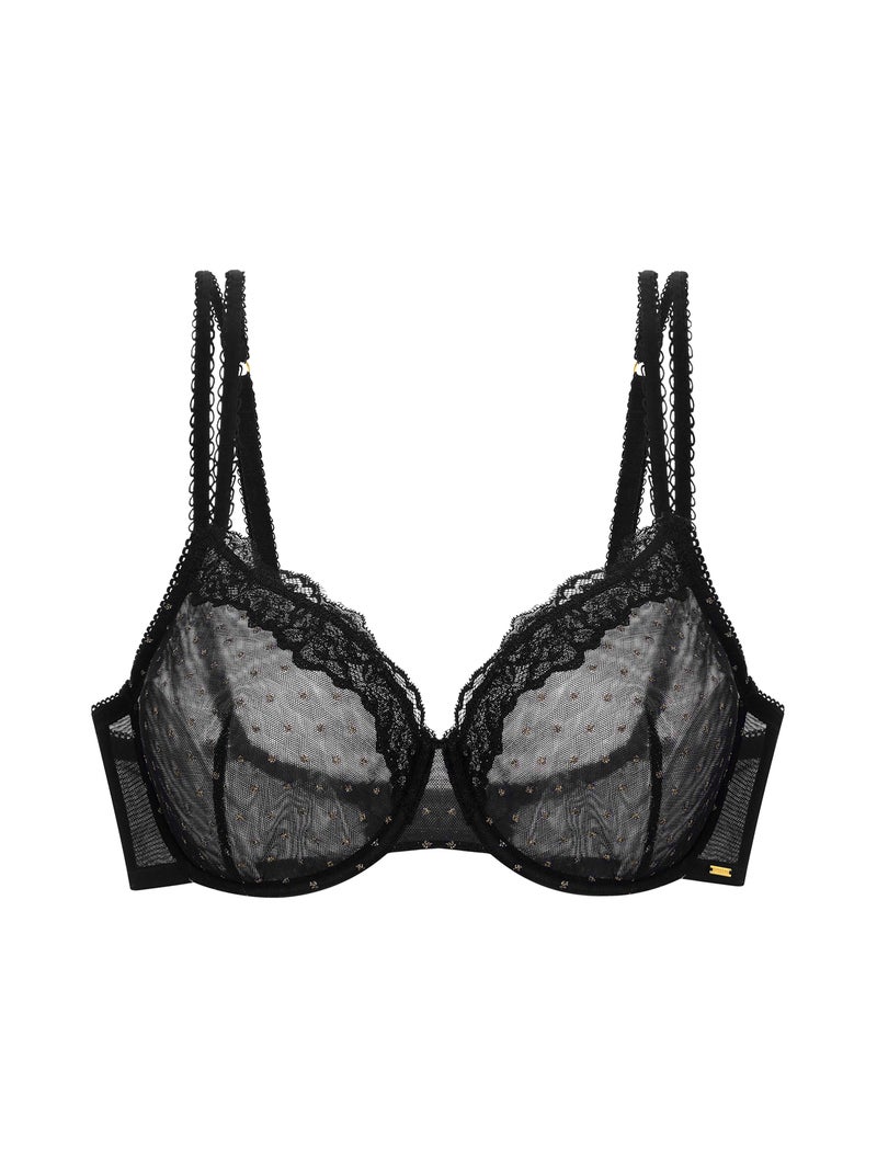Soutien-gorge emboîtant en résille plumetis scintillante Origins Shimmer Dot Mesh Noir - Kiabi