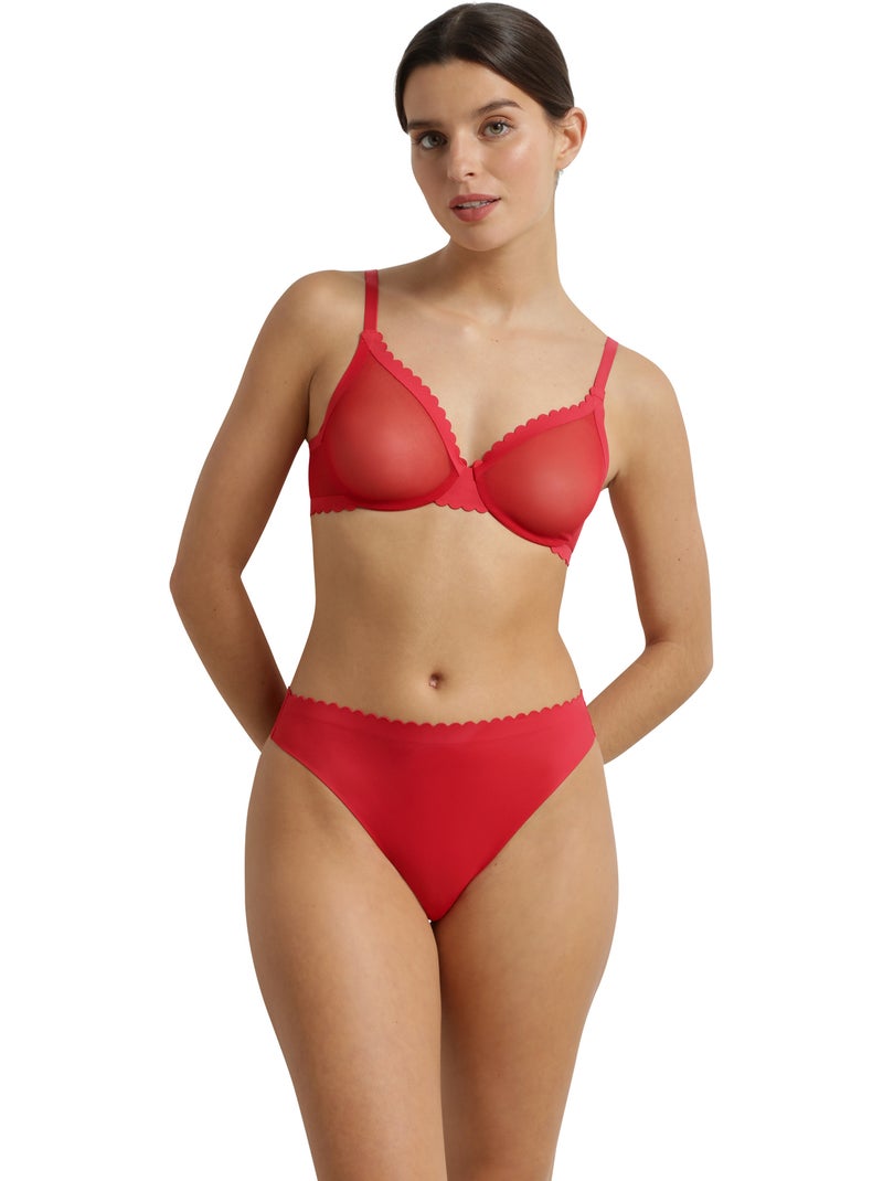 Soutien-gorge emboitant en tulle Body Touch Rouge - Kiabi
