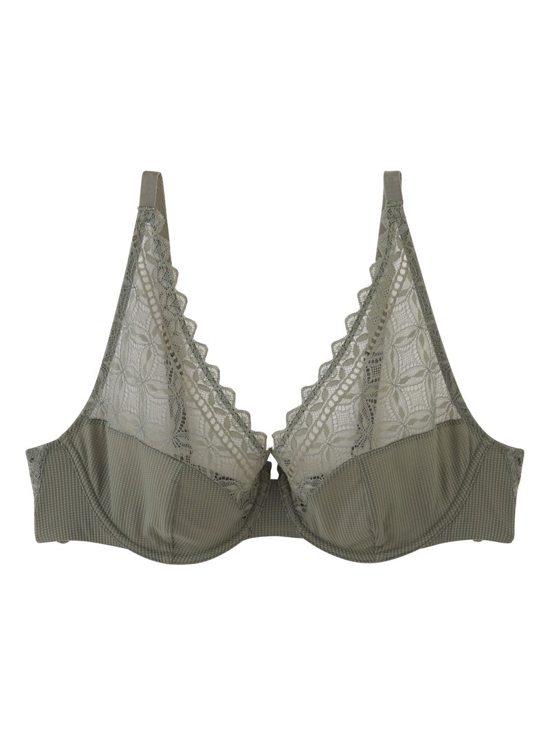 Soutien-gorge emboitant foulard dentelle et Gaelle - RougeGorge Lingerie Kaki - Kiabi