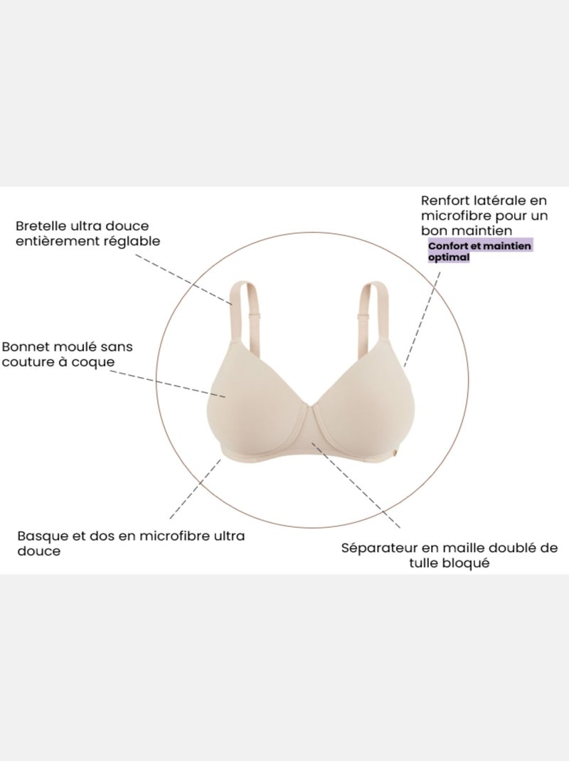 Soutien-gorge emboîtant Perfect Curves Sans Complexe Beige - Kiabi