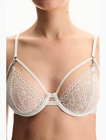 Soutien-gorge en dentelle asymétrique à armatures penti