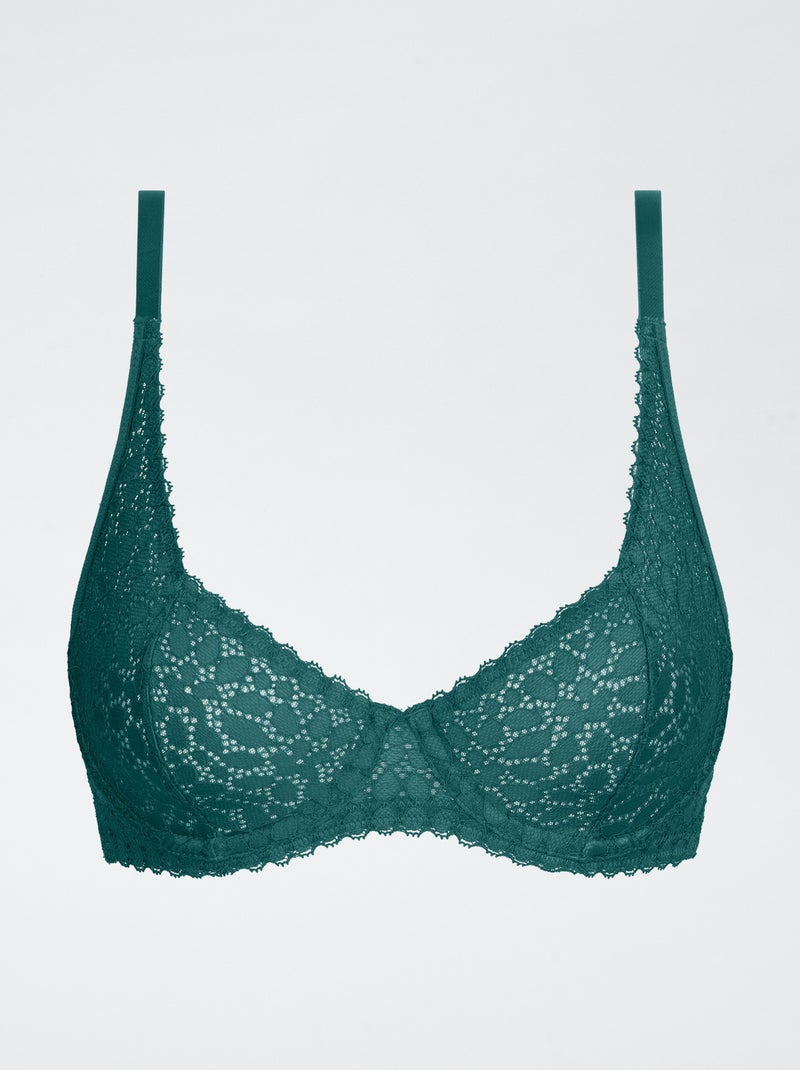 Soutien-gorge en dentelle avec armatures Vert - Kiabi