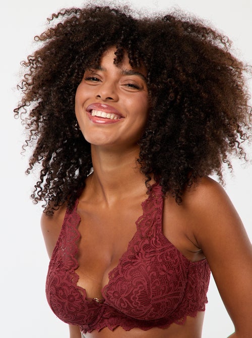 Soutien-gorge en dentelle avec bijou bonnet D/E - Kiabi