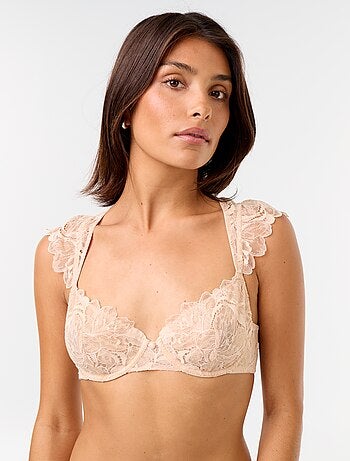 Soutien-gorge en dentelle avec bretelles volantées