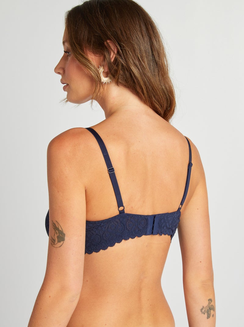 Soutien-gorge en dentelle bonnet D/E/F Marine - Kiabi