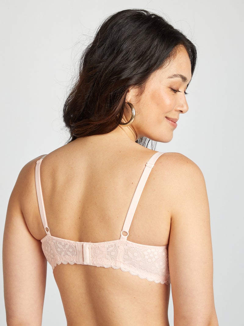 Soutien-gorge en dentelle bonnet D/E/F Rose - Kiabi
