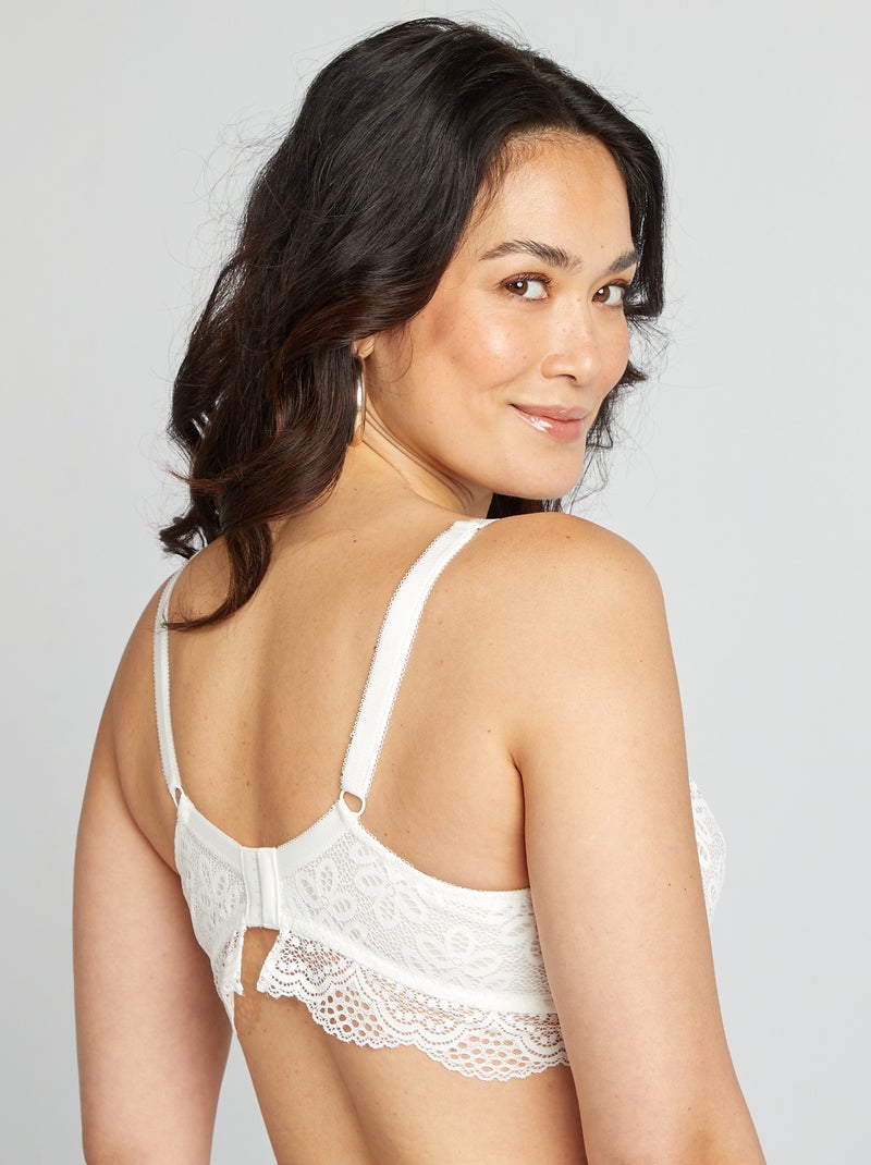 Soutien-gorge en dentelle D&E Blanc - Kiabi