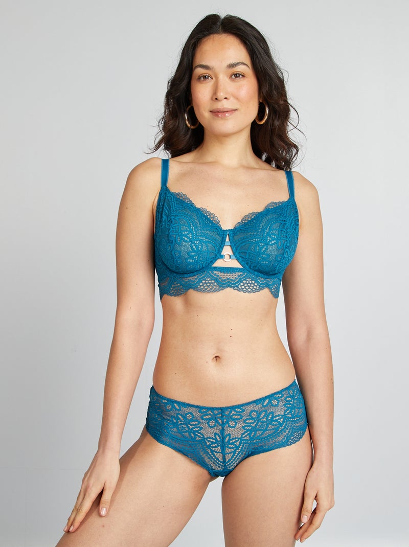 Soutien-gorge en dentelle D&E Bleu - Kiabi