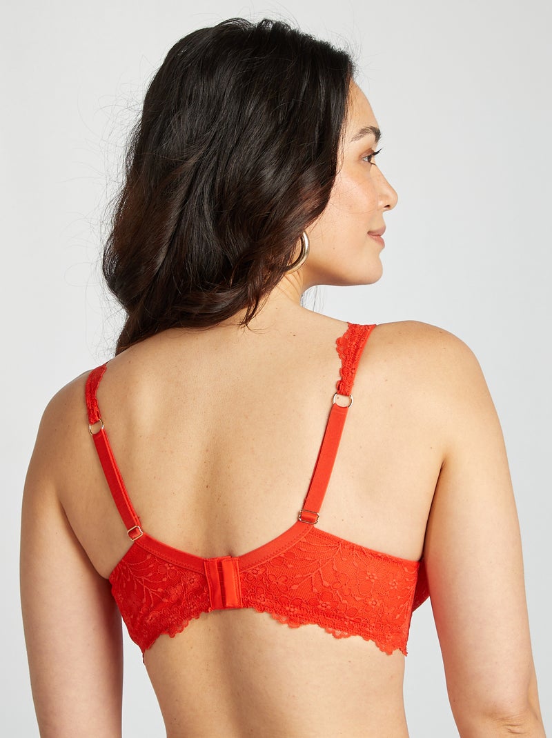 Soutien-gorge en dentelle D&E Rouge - Kiabi