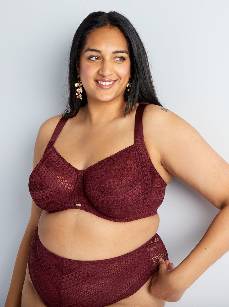 Soutien-gorge en dentelle dos nageur Bordeaux - Kiabi