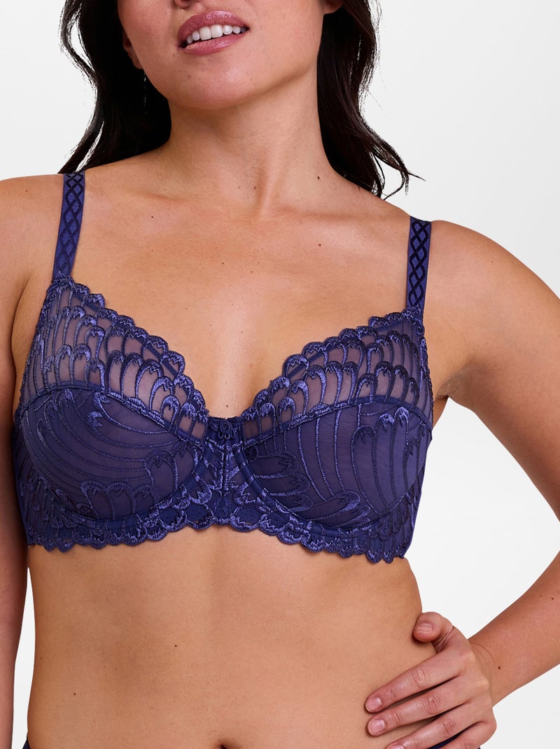 Soutien-gorge en dentelle narcisse 'Sans complexe' Bleu - Kiabi