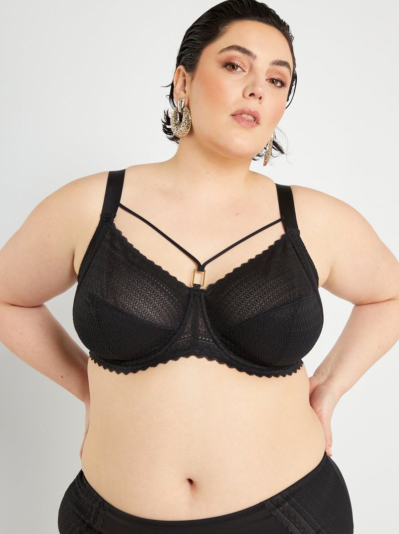 Soutien-gorge en dentelle noir - Kiabi