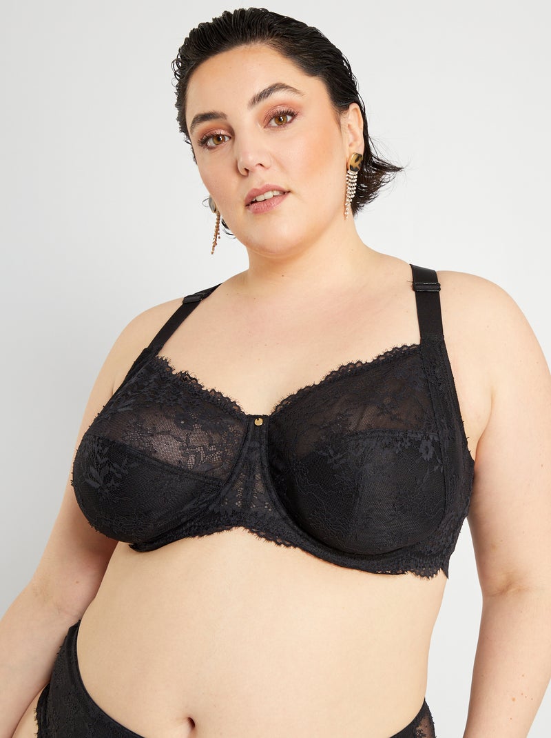 Soutien-gorge en dentelle noir - Kiabi