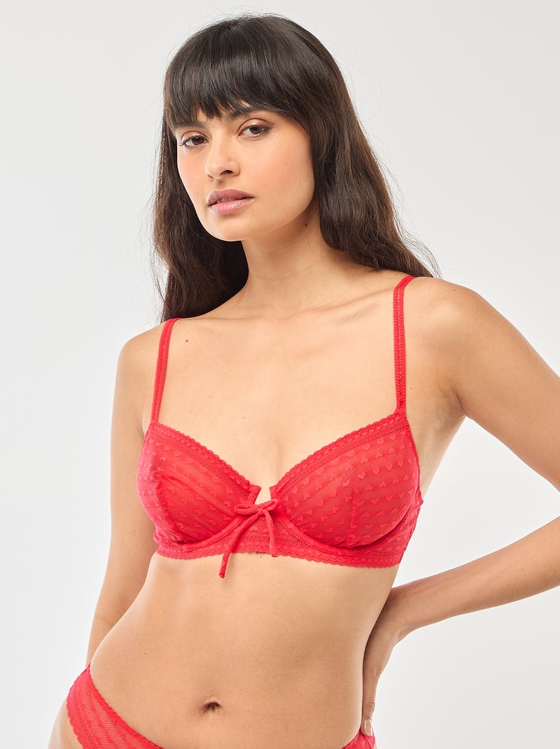 Soutien-gorge en dentelle non paddé - Saint-Valentin Rouge - Kiabi