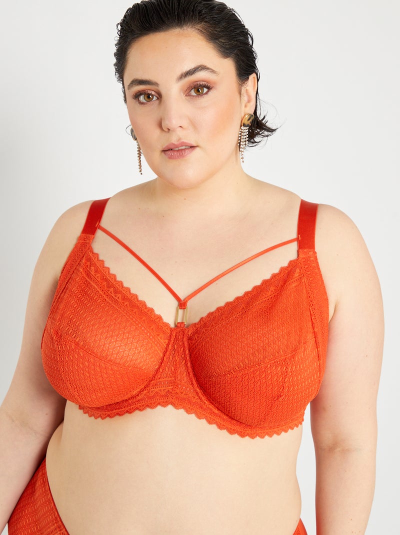 Soutien-gorge en dentelle orange - Kiabi