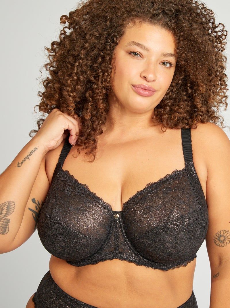 Soutien-gorge en dentelle pailletée Noir pailleté - Kiabi