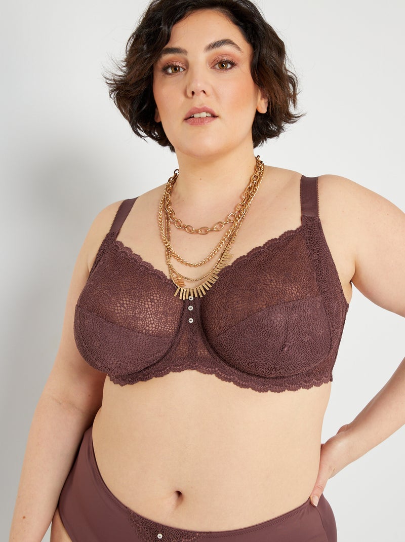 Soutien-gorge en dentelle prune foncé - Kiabi