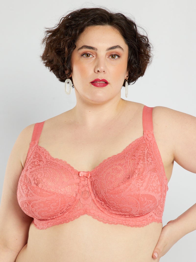 Soutien-gorge en dentelle rose - Kiabi