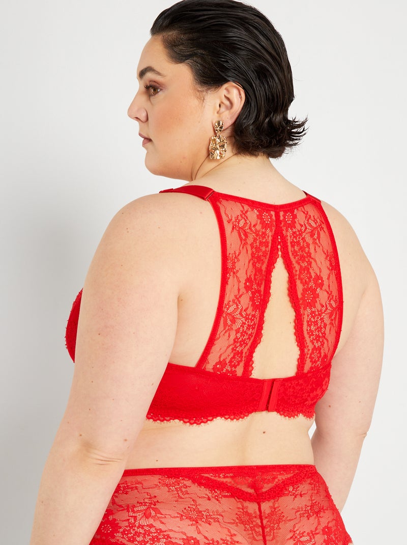 Soutien-gorge en dentelle rouge - Kiabi