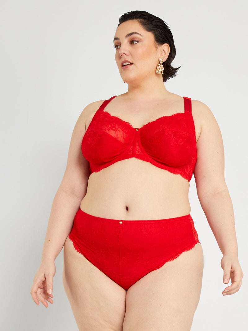 Soutien-gorge en dentelle rouge - Kiabi
