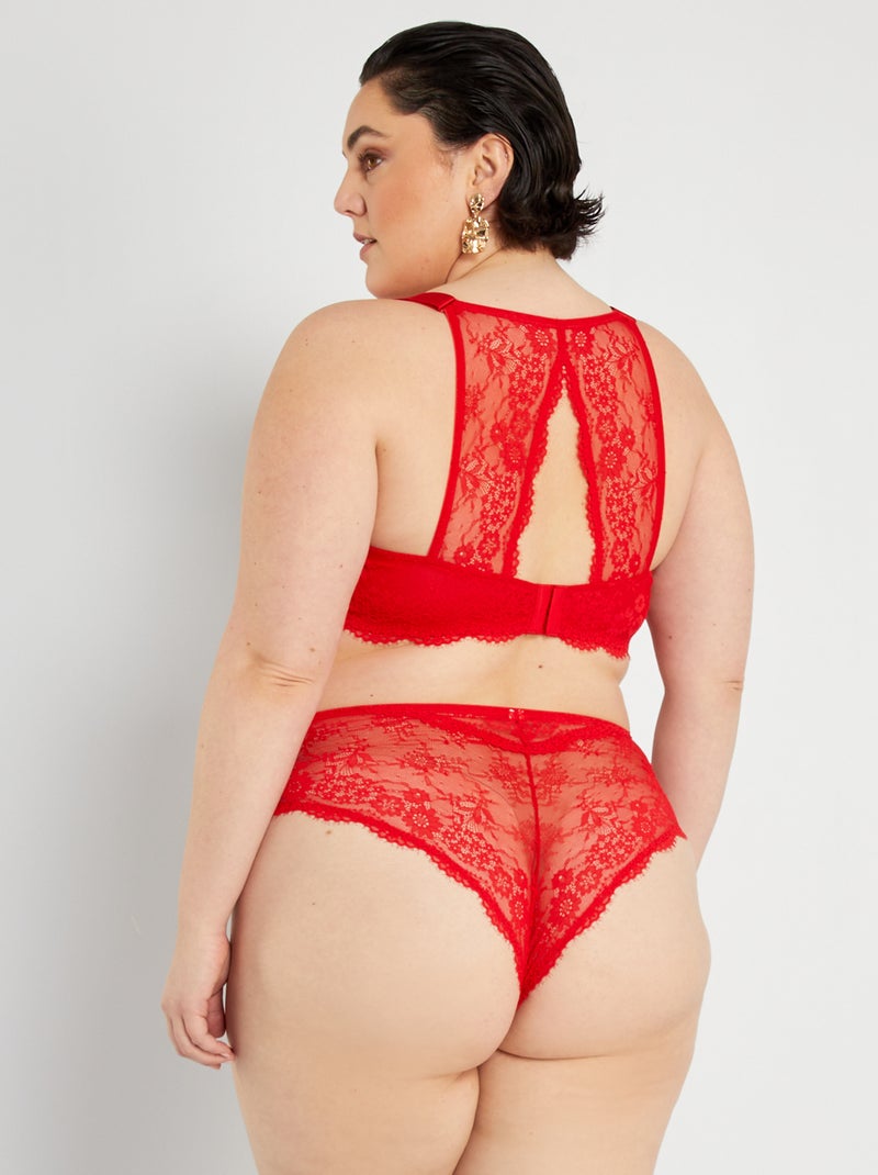 Soutien-gorge en dentelle rouge - Kiabi