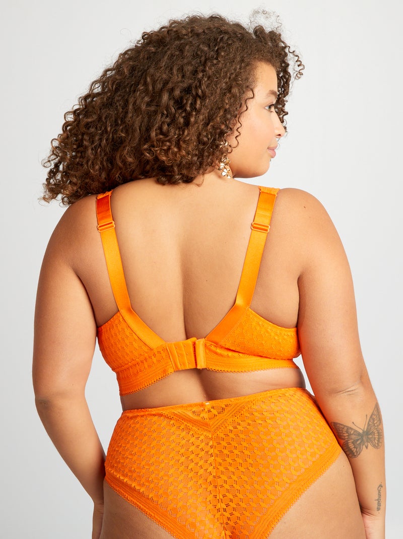 Soutien-gorge en dentelle sans armatures Orange - Kiabi