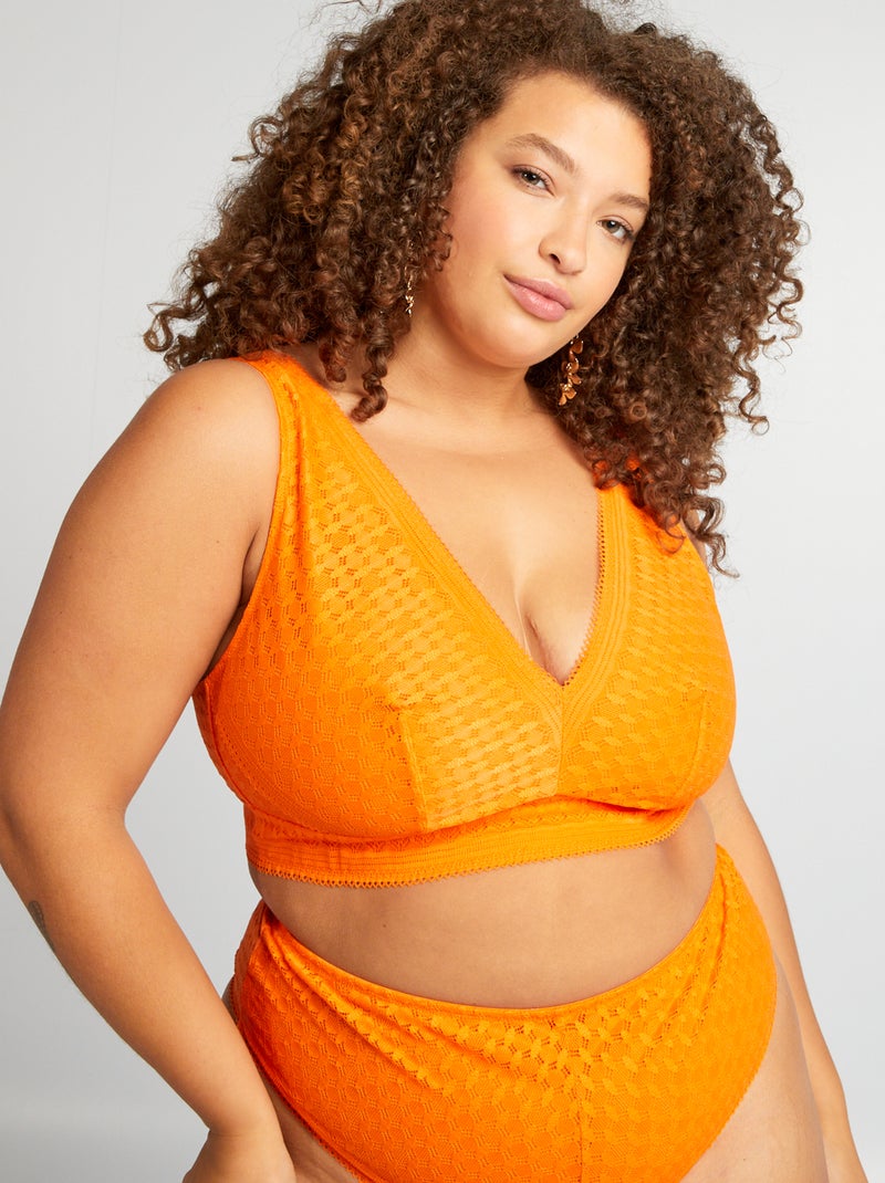 Soutien-gorge en dentelle sans armatures Orange - Kiabi
