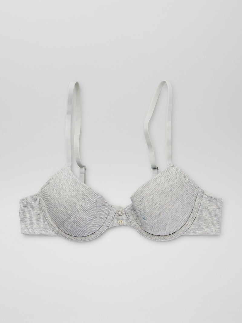 Soutien gorge en maille côtelée Gris - Kiabi