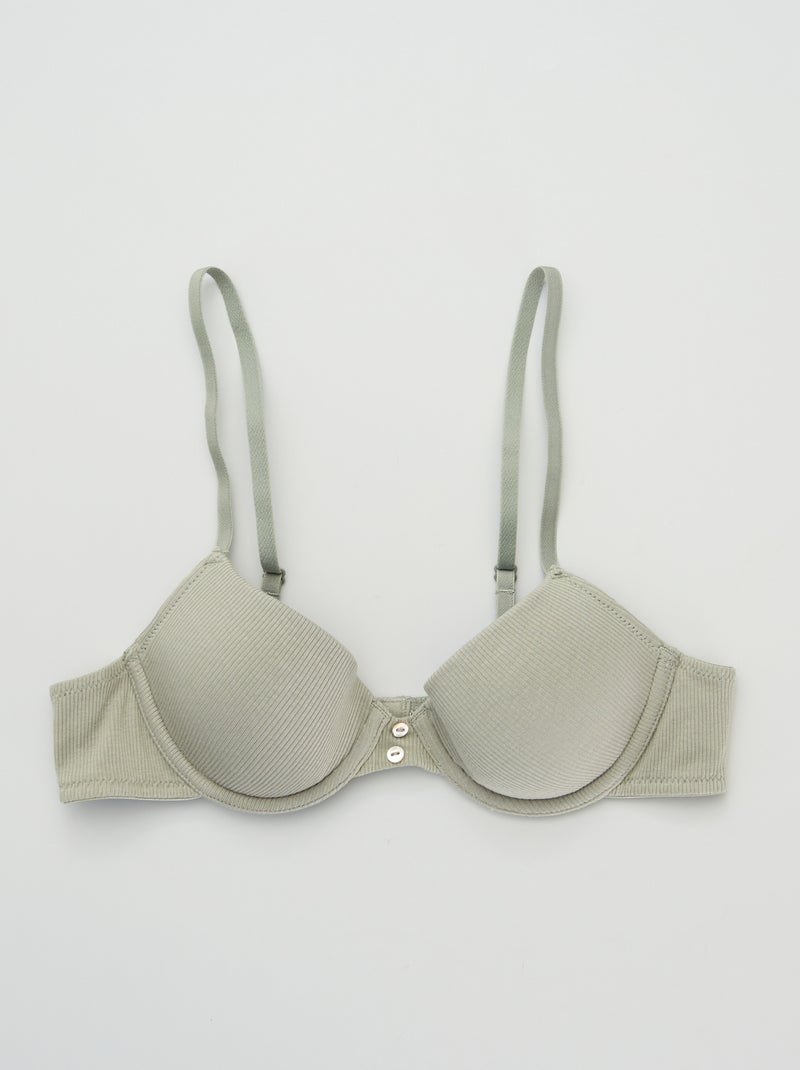 Soutien gorge en maille côtelée Vert lichen - Kiabi