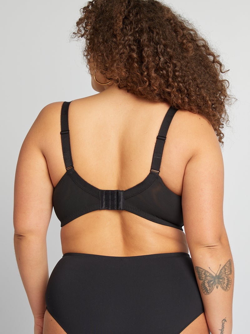 Soutien-gorge en mesh et broderies noir - Kiabi