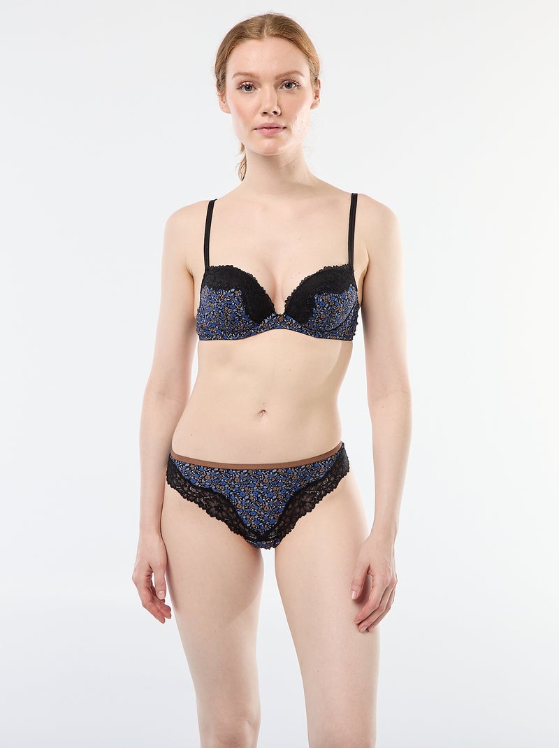 Soutien-gorge en microfibre imprimé Bleu - Kiabi