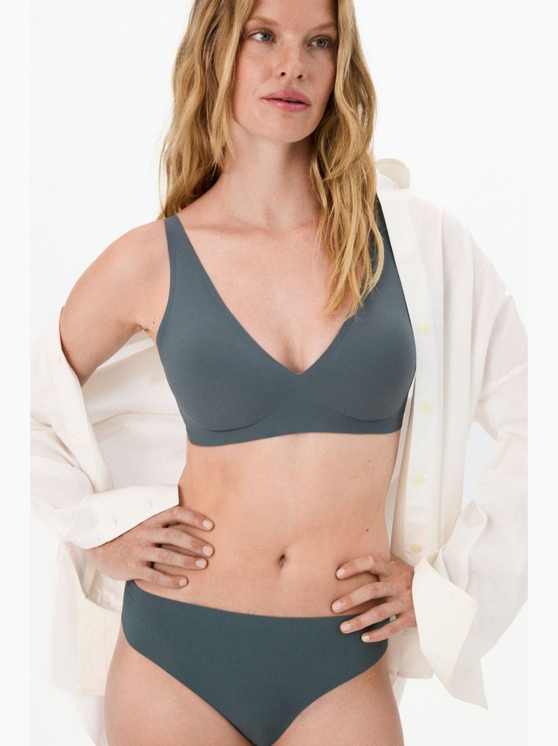 Soutien-gorge fit decolette invisible rembourré penti Gris - Kiabi