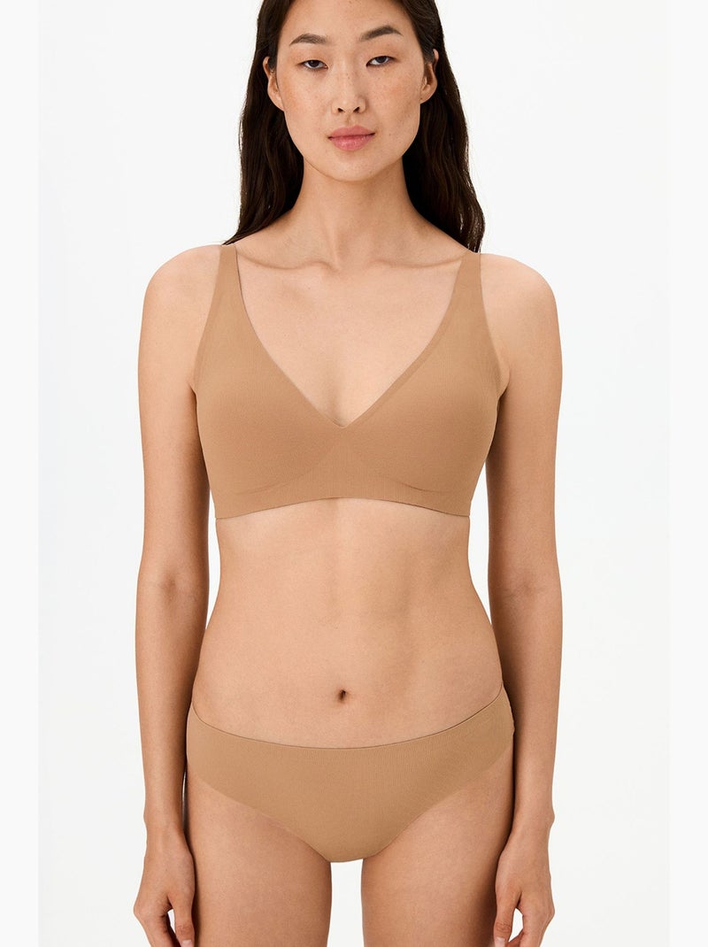 Soutien-gorge fit decolette sans trace avec coussinets penti Grège - Kiabi