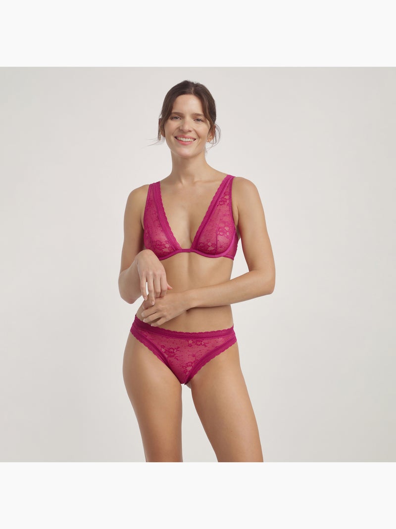 Soutien-gorge foulard en dentelle Romance Rose fushia - Kiabi