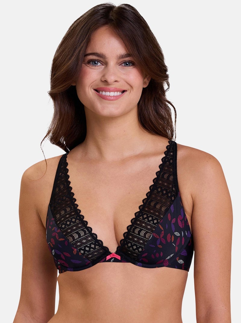 Soutien-gorge foulard Talentueuse Billet Doux Noir Orange Bleu - Kiabi