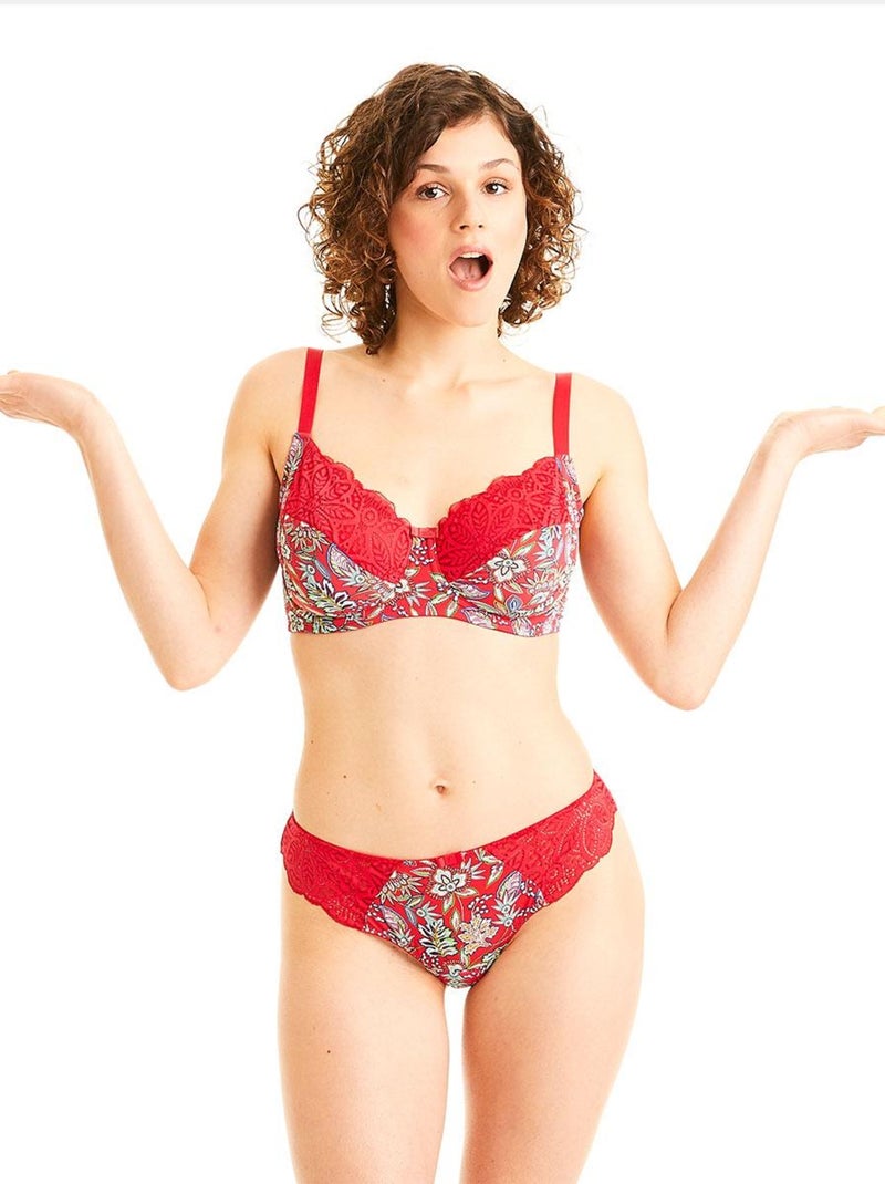 Soutien-gorge grand maintien ARIA - Pomm'Poire Gris Rouge - Kiabi