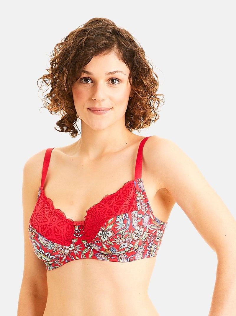 Soutien-gorge grand maintien ARIA - Pomm'Poire Gris Rouge - Kiabi