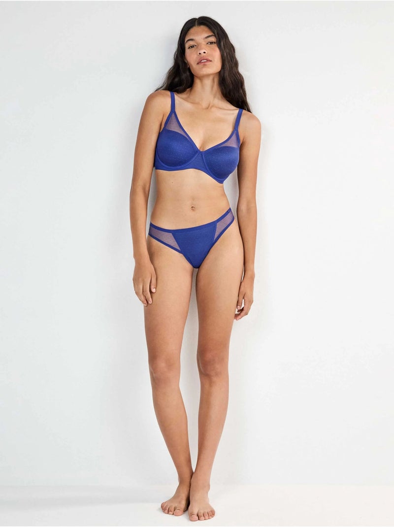Soutien-gorge grande capacité en plumetis Bleu - Kiabi