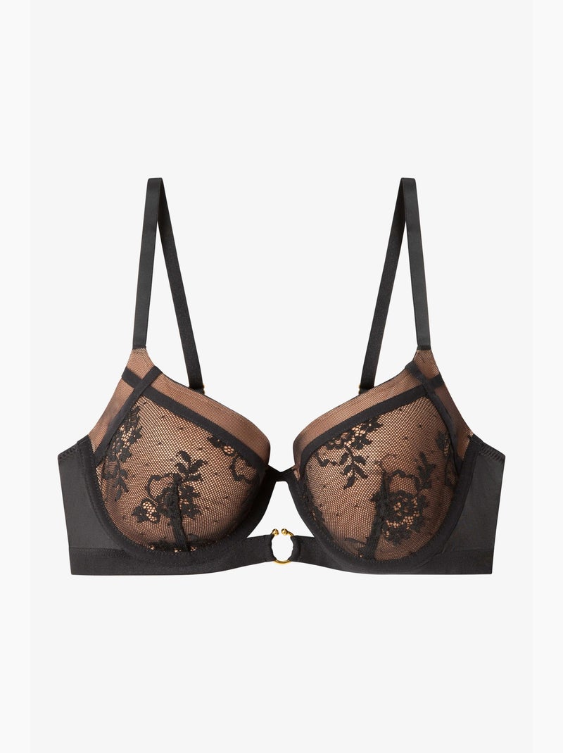 Soutien-gorge grande capacité en tissu de dentelle Noir - Kiabi