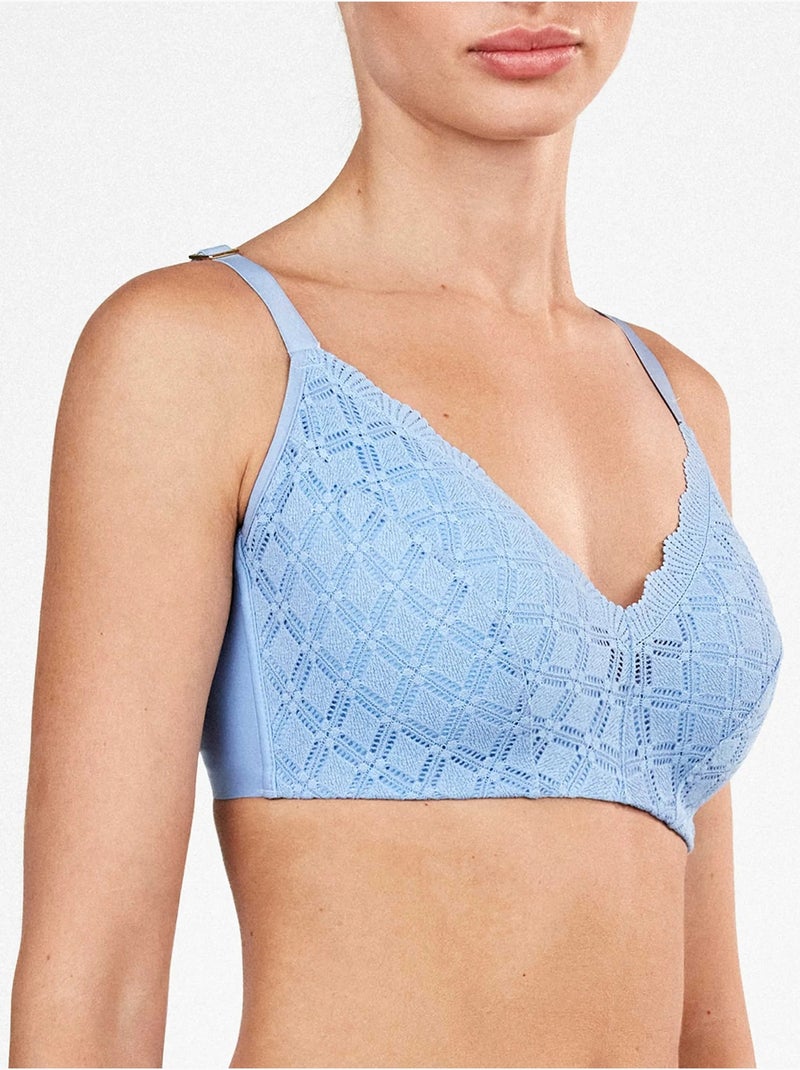 Soutien-gorge grande capacité sans armature dentelle géométrique Ciel - Kiabi