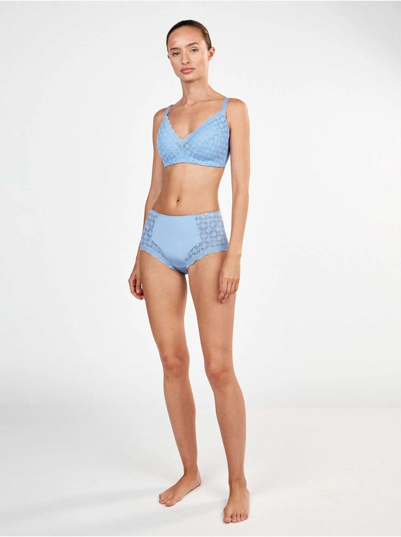 Soutien-gorge grande capacité sans armature dentelle géométrique Ciel - Kiabi