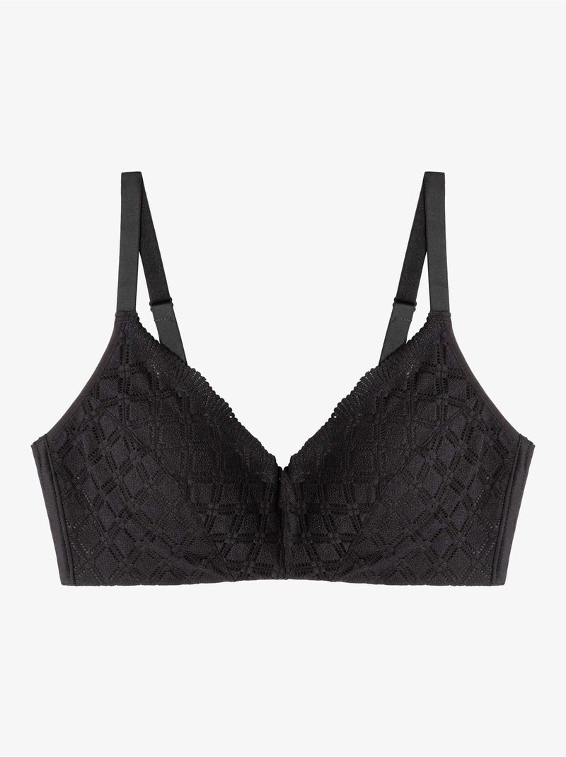Soutien-gorge grande capacité sans armature dentelle géométrique Noir - Kiabi